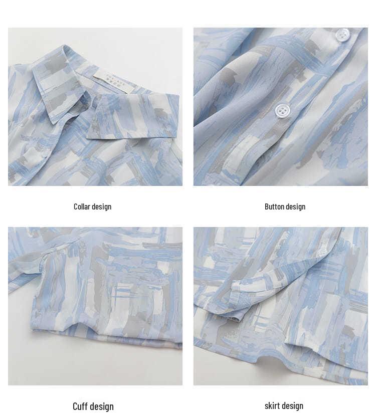 Hong Kong-Inspired Ink Wash Sun Protection Short Sleeve Shirt for Women
