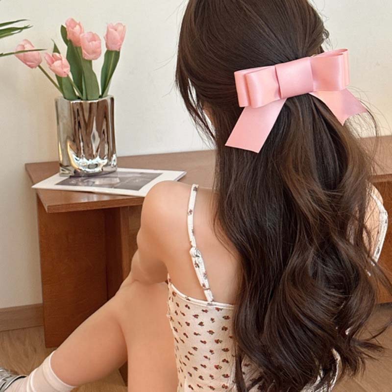 Elegant Fabric Hair Bow Hairpin for Women Girls Sweet Ribbon Hair Clips Black White Bow Top Clip Female Hair Accessories