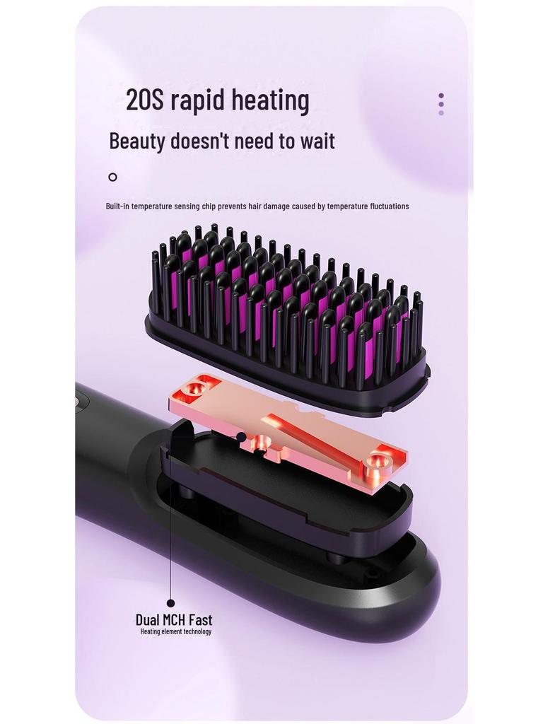 Portable LCD Hair Straightening Comb: Negative Ion Charging, Safe Heat, No Hair Damage