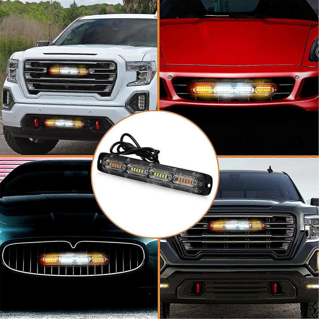24 Led Auto Truck Emergency Warning Hazard Strobe Light Bar(2pcs-white)