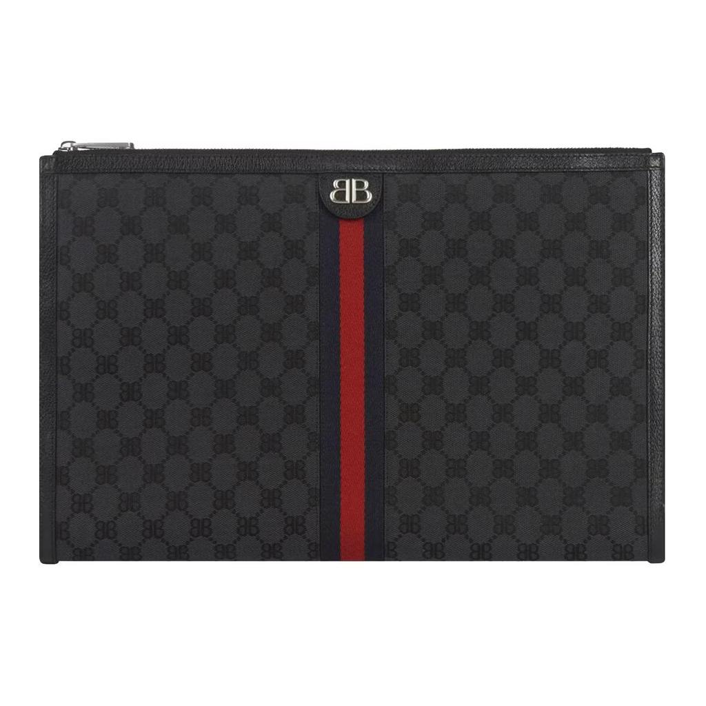 Gucci X Balenciaga Collaboration Hacker Graffiti Canvas And Leather Laptop Bag Unisex bags Black 680381-2104T-1169