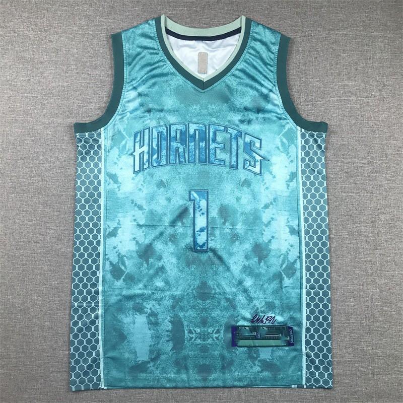 Mens Charlotte Hornets LaMelo Ball 1 Retro Basketball Jersey Embroidered Cotton Sportswear Court Training