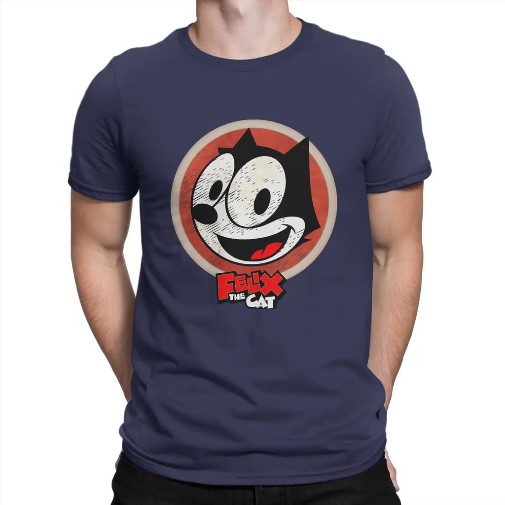Vintage Good T-Shirts for Men Round Neck Pure Cotton T Shirt F-Felix The Cat Cartoon Short Sleeve Tee Shirt Birthday Present
