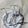 Fashion Elegant Ribbon Bowknot Short Necklace Pearl Clavicle Chain Choker Necklace Statement Jewelry Neck Chain