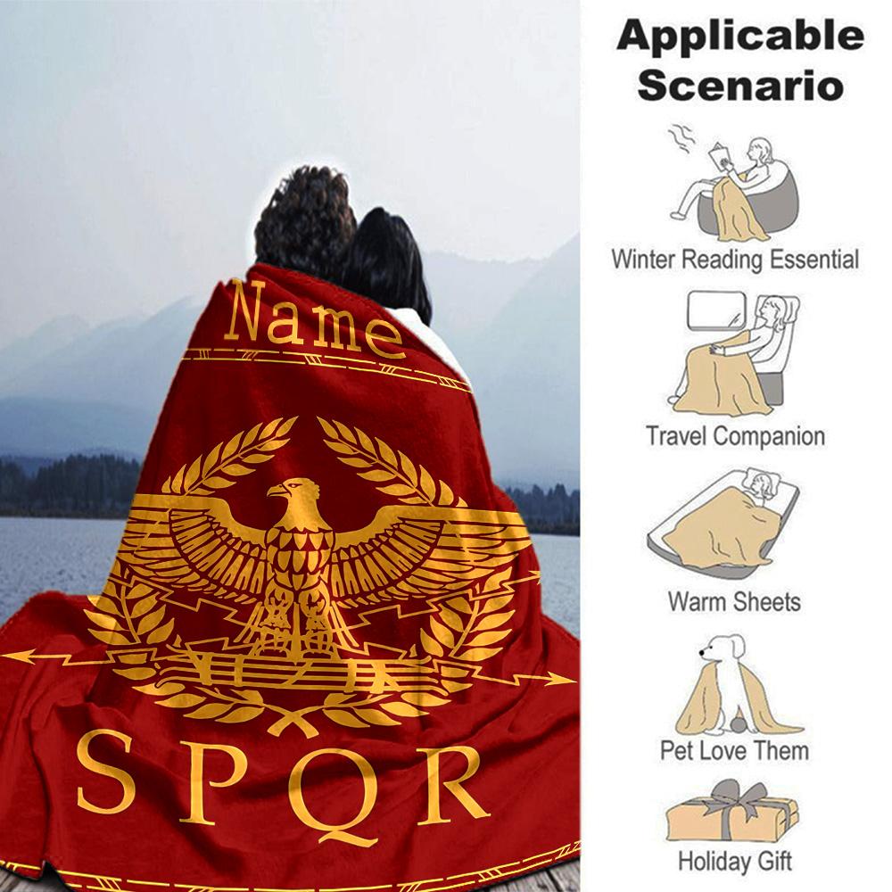 Customiz Name Personality SPQR logo Blanket Soft &Warm Sofa Office Bed Travel Lunch Break Blanket, Gift Suitable All Seasons