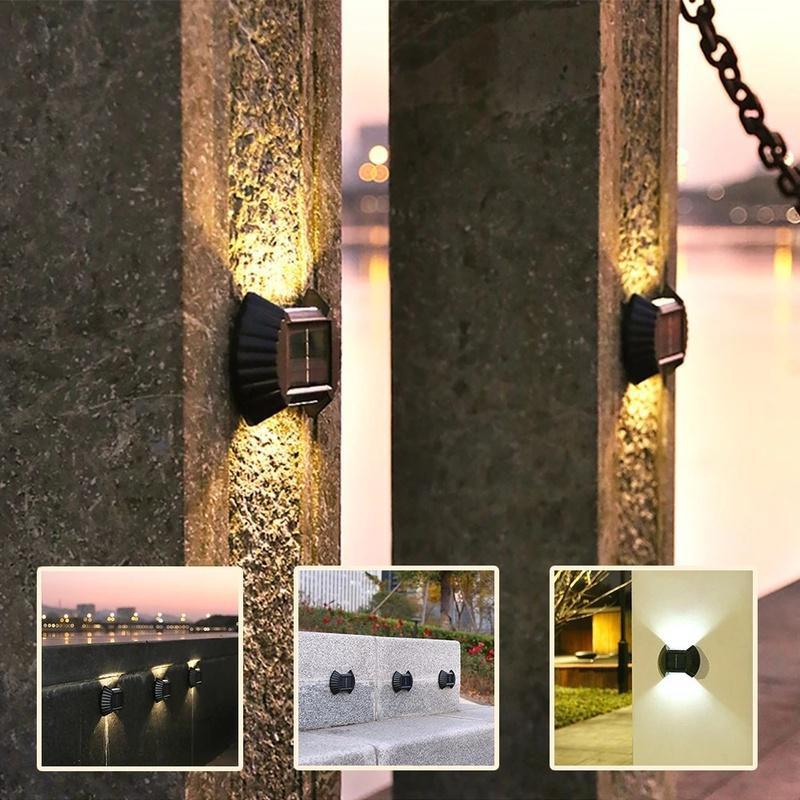 4Pcs/1Set Outdoor Solar Lamp LED Solar Light Wall Street Light Lamp Solar Powered Sunlight 8 LED Lamp Garden Decorative