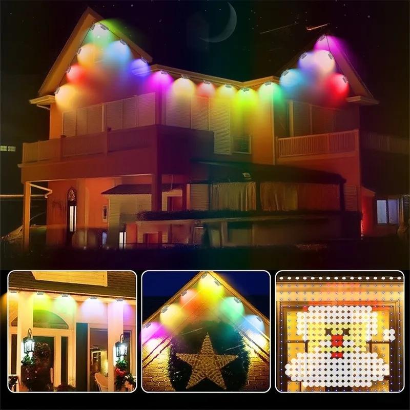 Smart RGB Outdoor Lights 50ft/100ft/200ft/200ft/300ft Smart RGBIC Eaves LED Lights Festival Flashing Lighting