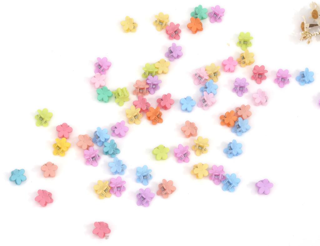 BIANHUAN Mini Flower Hair Clips, Set of 50, Kids and Babies Hairpins in Muted Colors, Cute and Stylish Hair Ornaments for Kids, Women, and Adults,