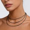 Simple Black Wax Rope Chain Necklace Stainless Steel Clasp Waterproof Braided Leather Chain Choker Trendy Jewelry for Women