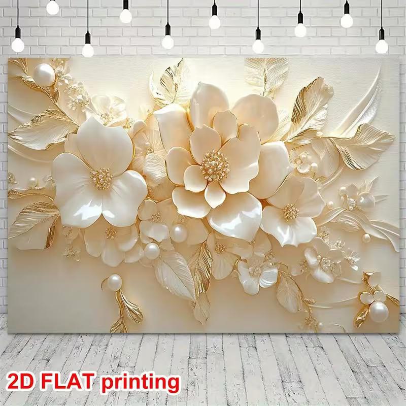 2D Modern Cream Floral Wall Art Backdrop, Photography Background for Studio Sessions & Luxury Brand Shoots