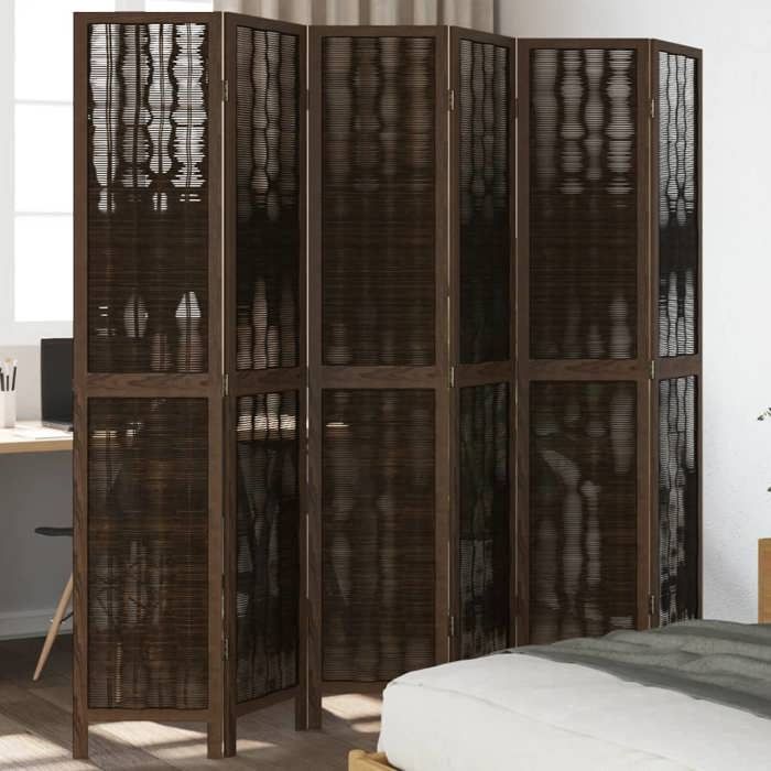 VidaXL Cloison de Séparation 6 Panneaux, Séparateur de Pièce, Écran d'Intimité, Paravent Chambre Salon, Marron Foncé 358667
