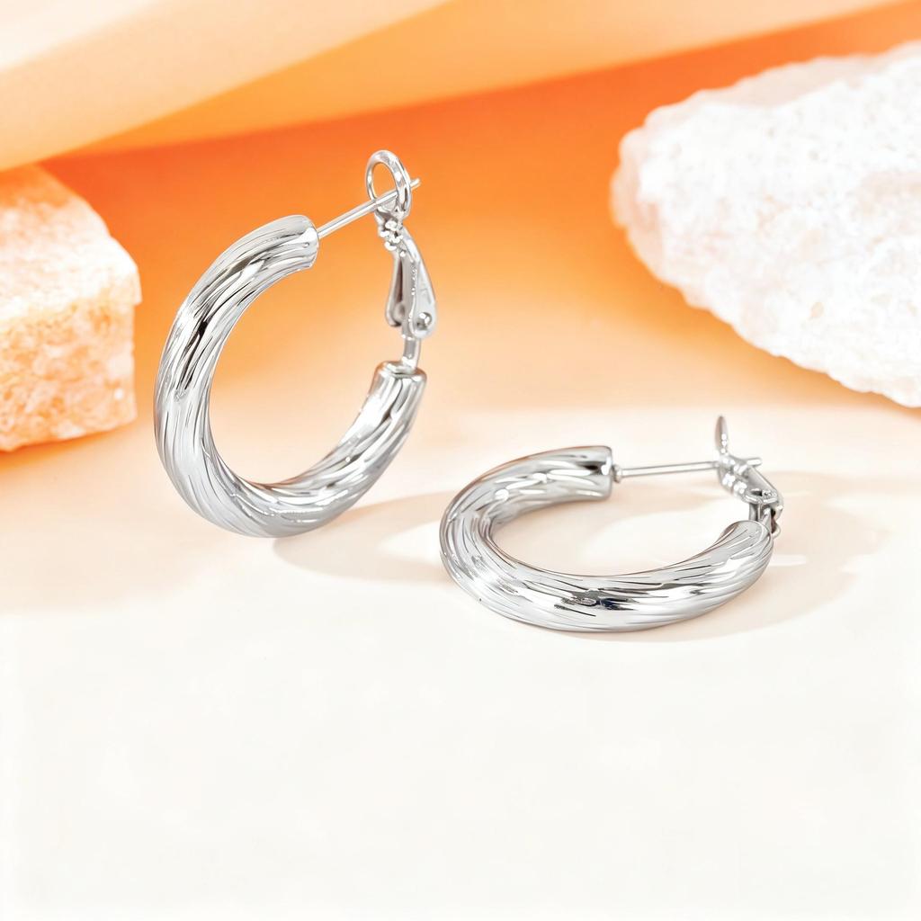2025 Trendy Large Titanium Steel Hoop Earrings for Women - Exaggerated, High-End, Colorfast Design