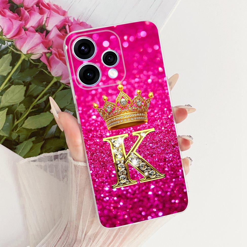 Clear Case For Oppo Reno15 5G Cover Luxury A-Z Letters Fashion Boys Girls Cool Crown Soft Casing For Oppo Reno15 CPH2825
