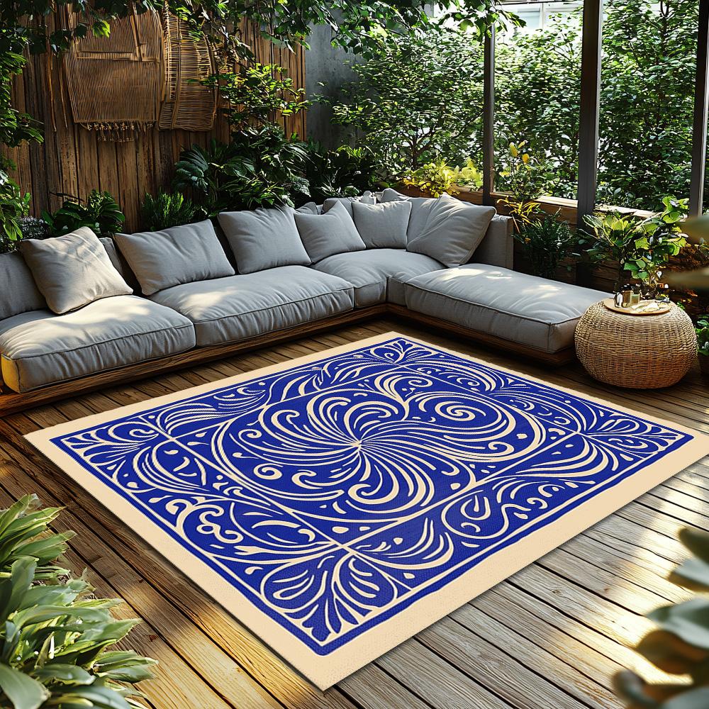 Elegant Persian Blue Carpet Pattern Doormat Washable Floor Mat Living Room Area Rug Home Decor Entryway Welcome Mat Non-Slip Ind