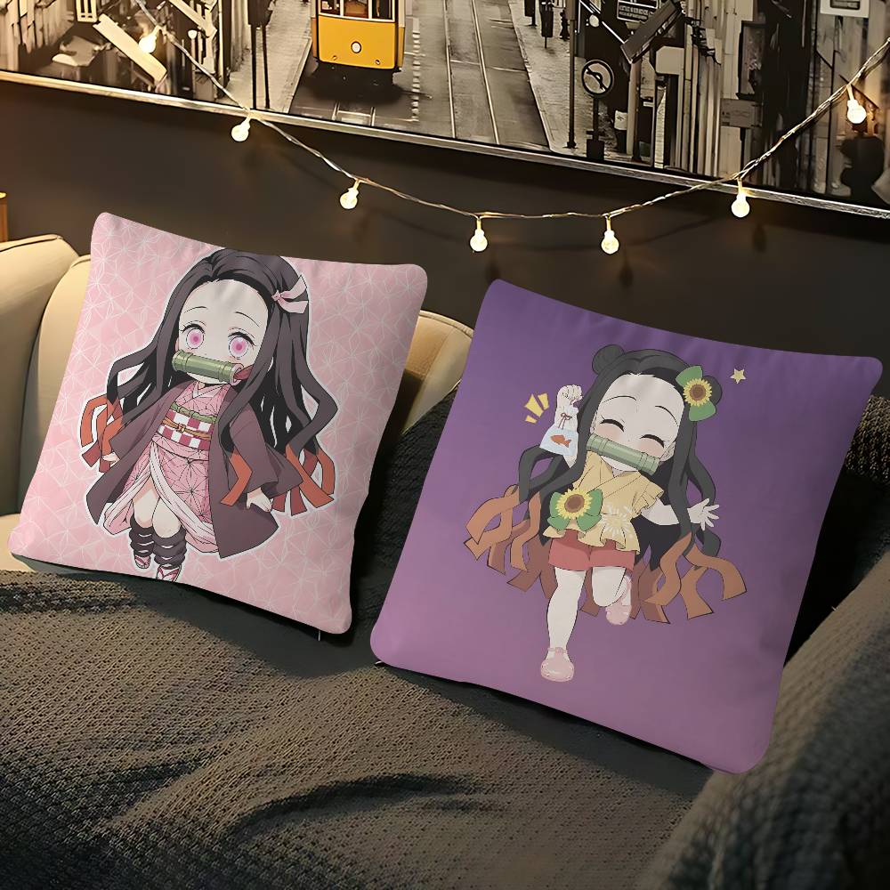 DemonS Slayer KamadoS N-Nezuko Pillow Case Removable Washable Cushion Cover – All-Season Soft Linen