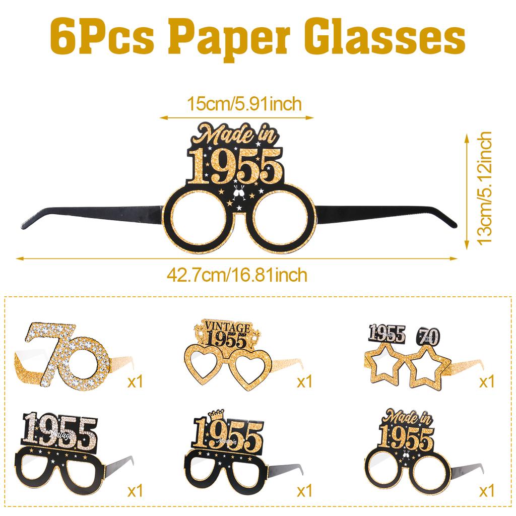 30th 40th 50th 60th 70th Balck Birthday Glasses Photography Props Celebrate Birthday Party Decoration Adults Anniversary Decor