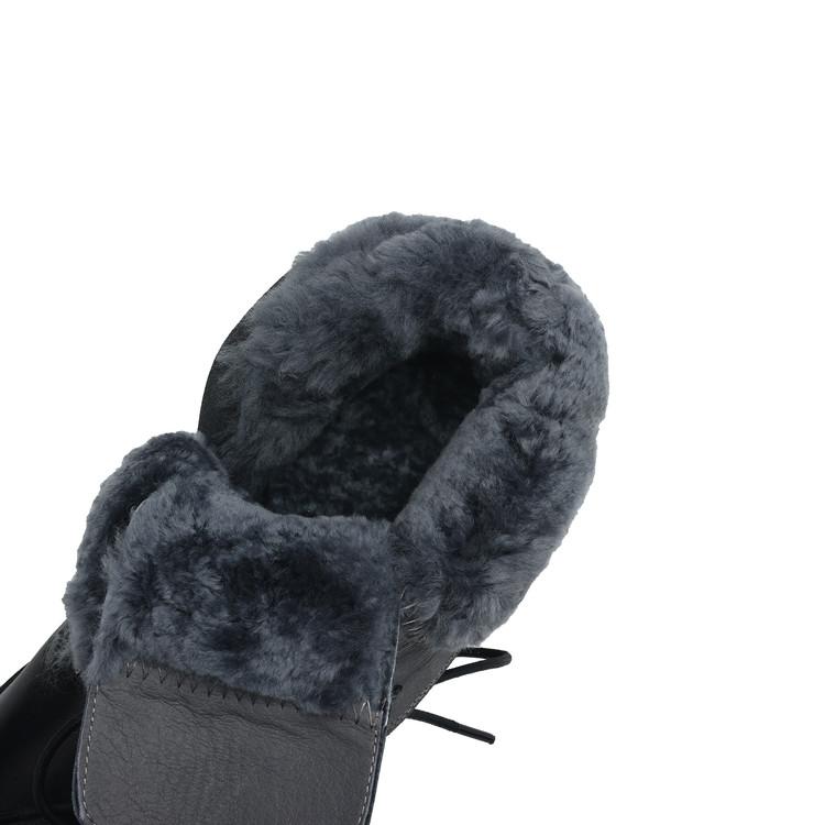 Fashion NEW Autumn Women Boots Genuine Leather Shoes for Women Round Toe Chunky Heel Shoes Winter Wool Boots Warm Zipper Daily Shoes