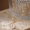 French Retro Gold Color Rose Necklace Fashion Metal Circle Pendant Clavicle Chain Necklace For Women Elegant Jewelry