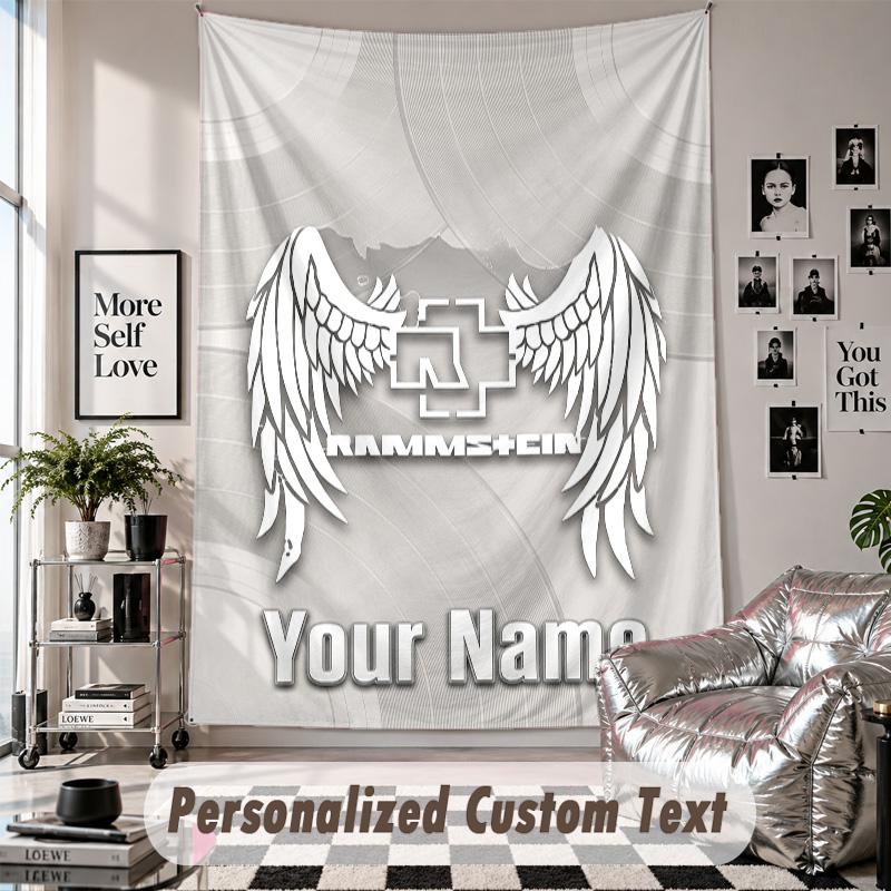 Wall Hanging Tapestry With Custom Name & Text, Rammstein Decorative Tapestry For Bedroom