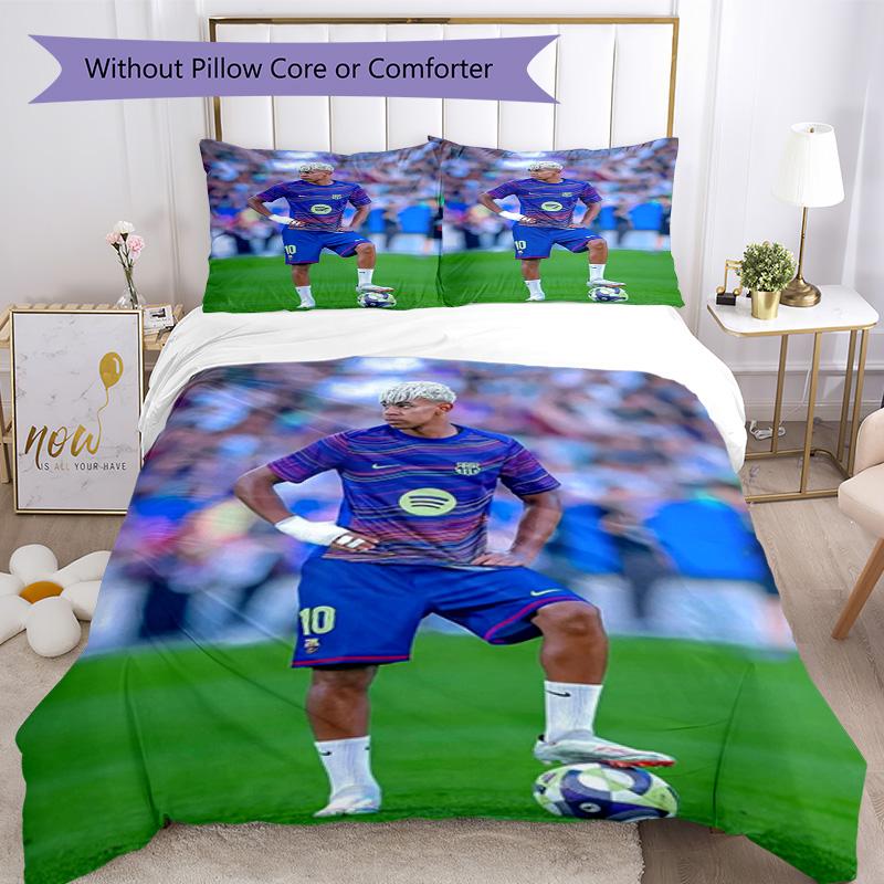 Lamine Yamal Green Spotify Logo Bedding Set,Breathable Bed Linen for Guest Room Decoration,Perfect Housewarming Gift,All Season Duvet Cover with Pillo