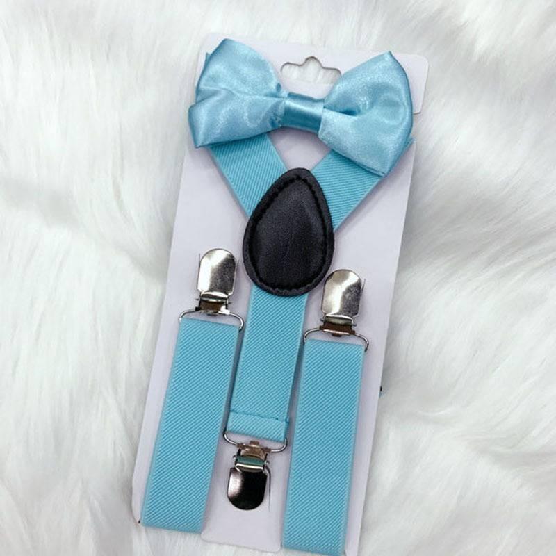 Elegante Set di Bretelle Elastiche e Papillon per Bambini e Bambine in Diversi Colori