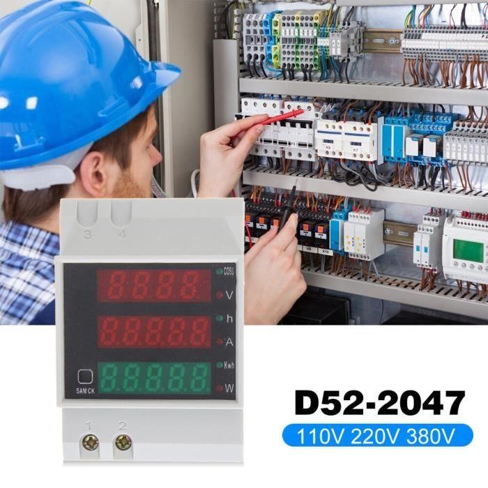 D52-2047 Din Rail Ammeter Voltmeter Active Power Factor Time Energy Voltage Test T AC80V-300V D52 2047 -AOAE2265