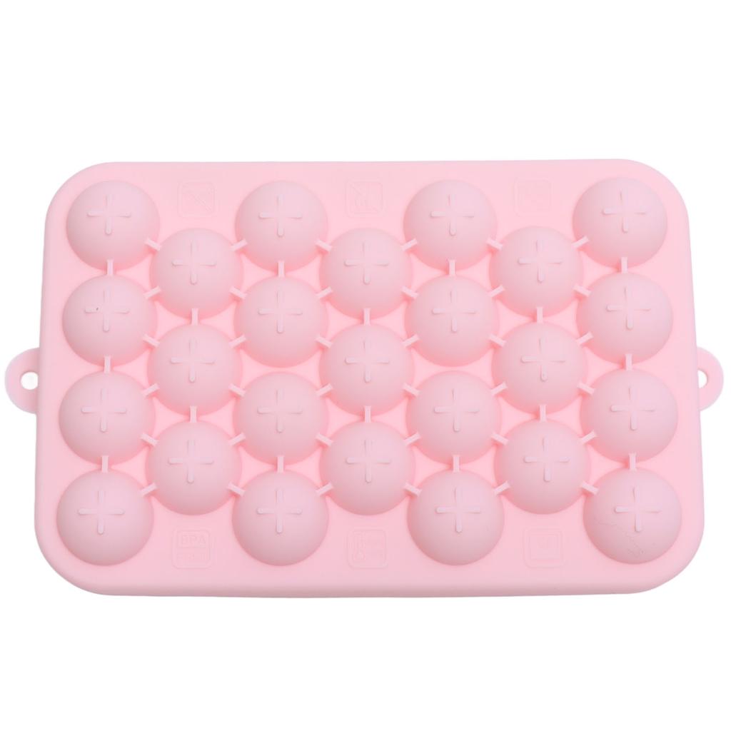 25 Fächer Eiswürfelform Einfach zu lösen Silikon Eisball Maker Form Mini Runde Eiskugelform mit Deckel Rosa