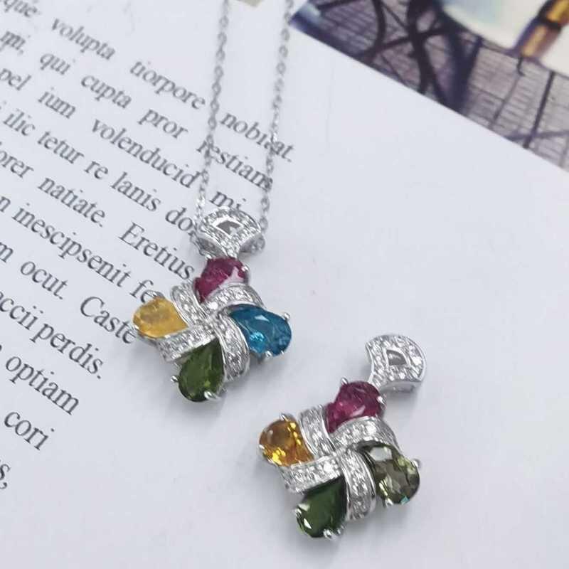 Sace Gems Colliers de luxe avec pendentif Tourmaline colorée en argent Sterling 925 pour femmes, bijoux fins scintillants, cadeau d'anniversaire