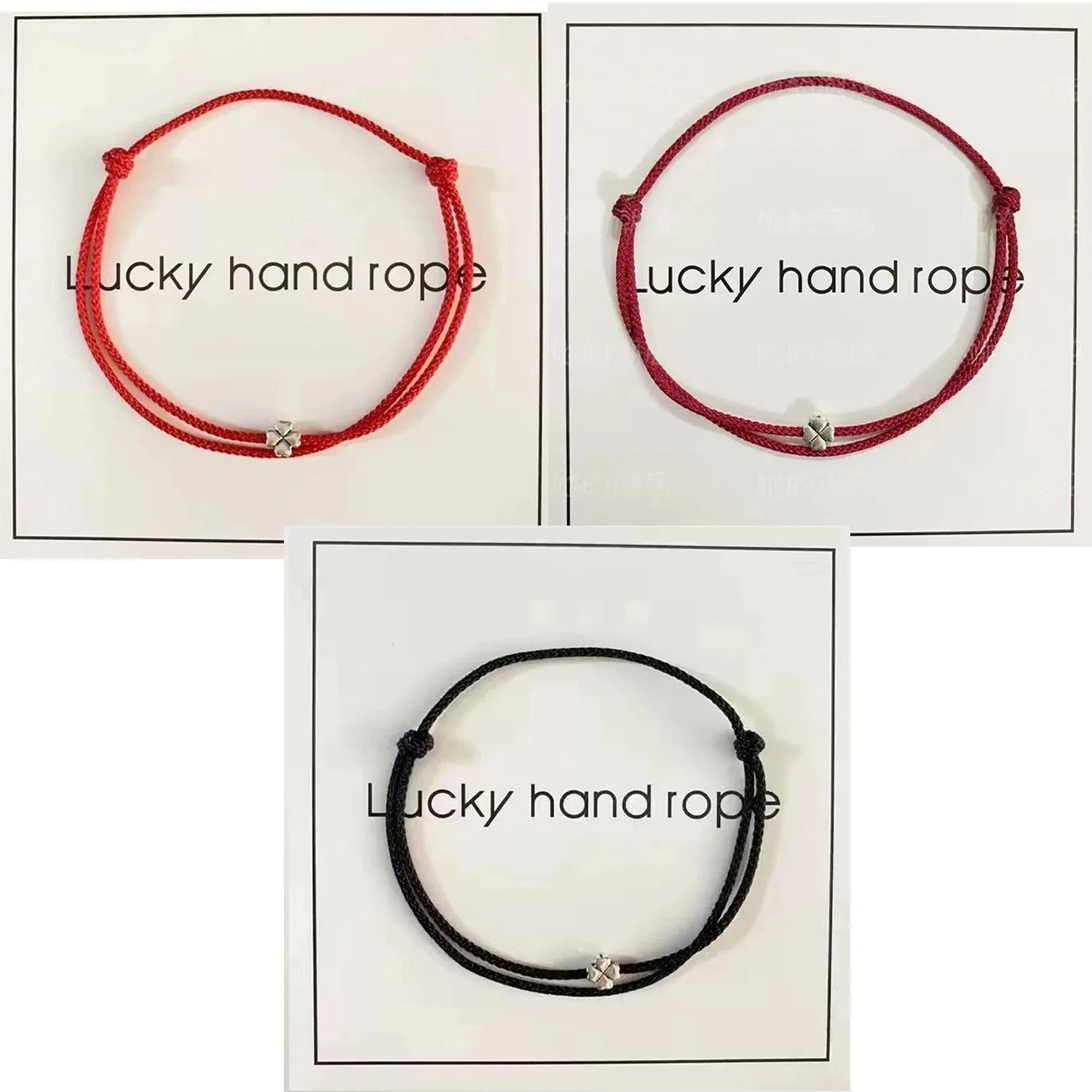 

1/3Pcs Red Four-leaf Clover Bracelets for Women Men Adjustable Handmade Red Lucky Rope Couple Minimalist Jewelry Accessories