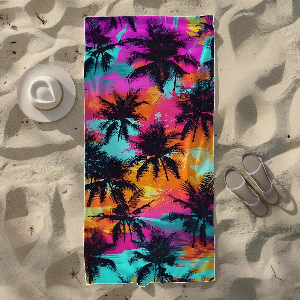 Palm Tree Silhouette Beach Towel, Soft Quick-Drying, Perfect For Portable Outdoor Travel, Swimming, Camping And Summer Beach