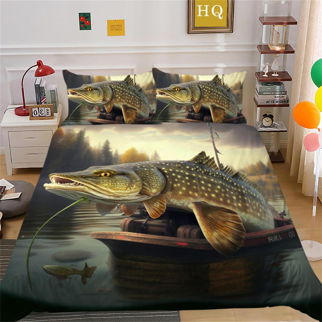 3D Fish Series Bedding Set Quilt Cover Pillow Cover Bedding Set AU King Full Size Single/Double Bed Home Decoration