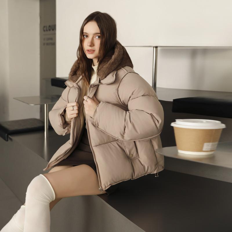 2025 winter new hooded foreign style versatile cotton-padded clothes fashionable simple bread clothes jacket