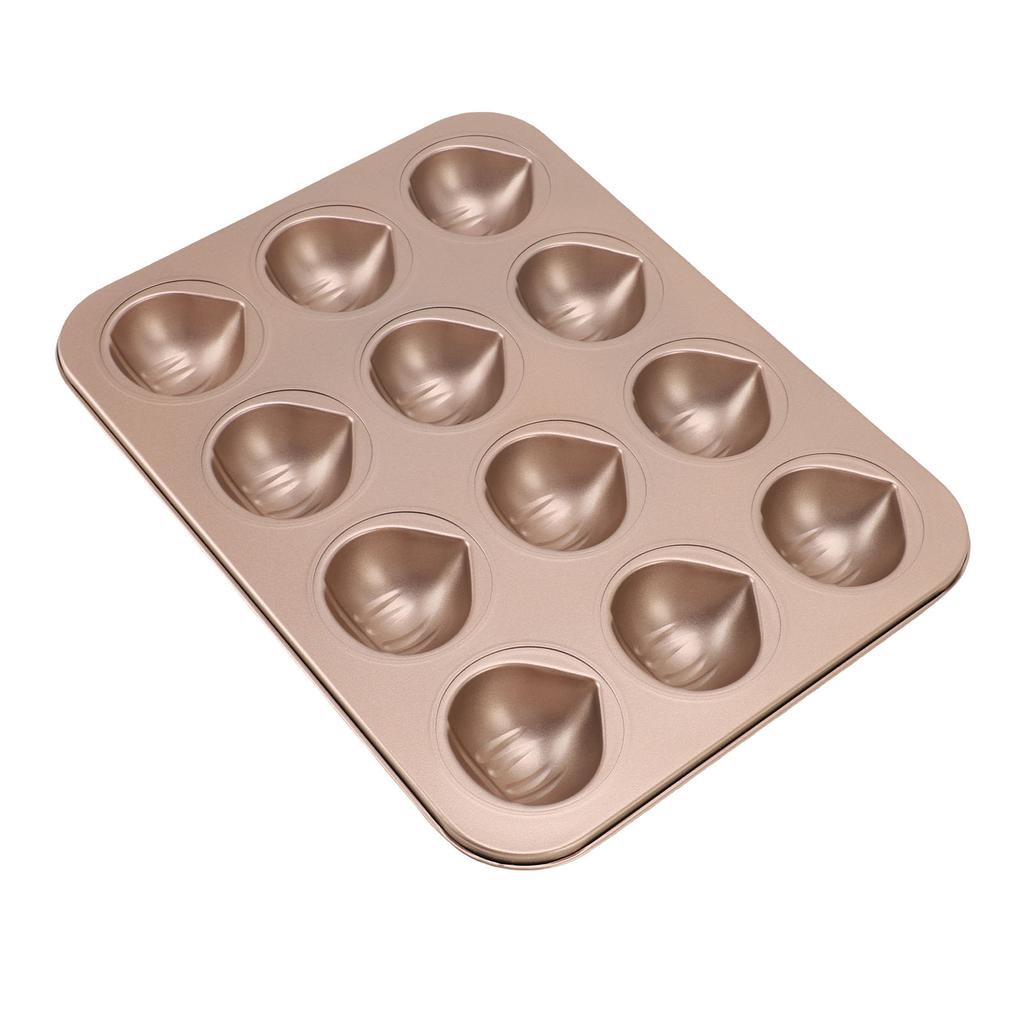 Chestnut Shaped Muffin Cake Pan 12 Hole Antistick Carbon Steel Easy Cleanup Chocolate Pan for Puddings Desserts