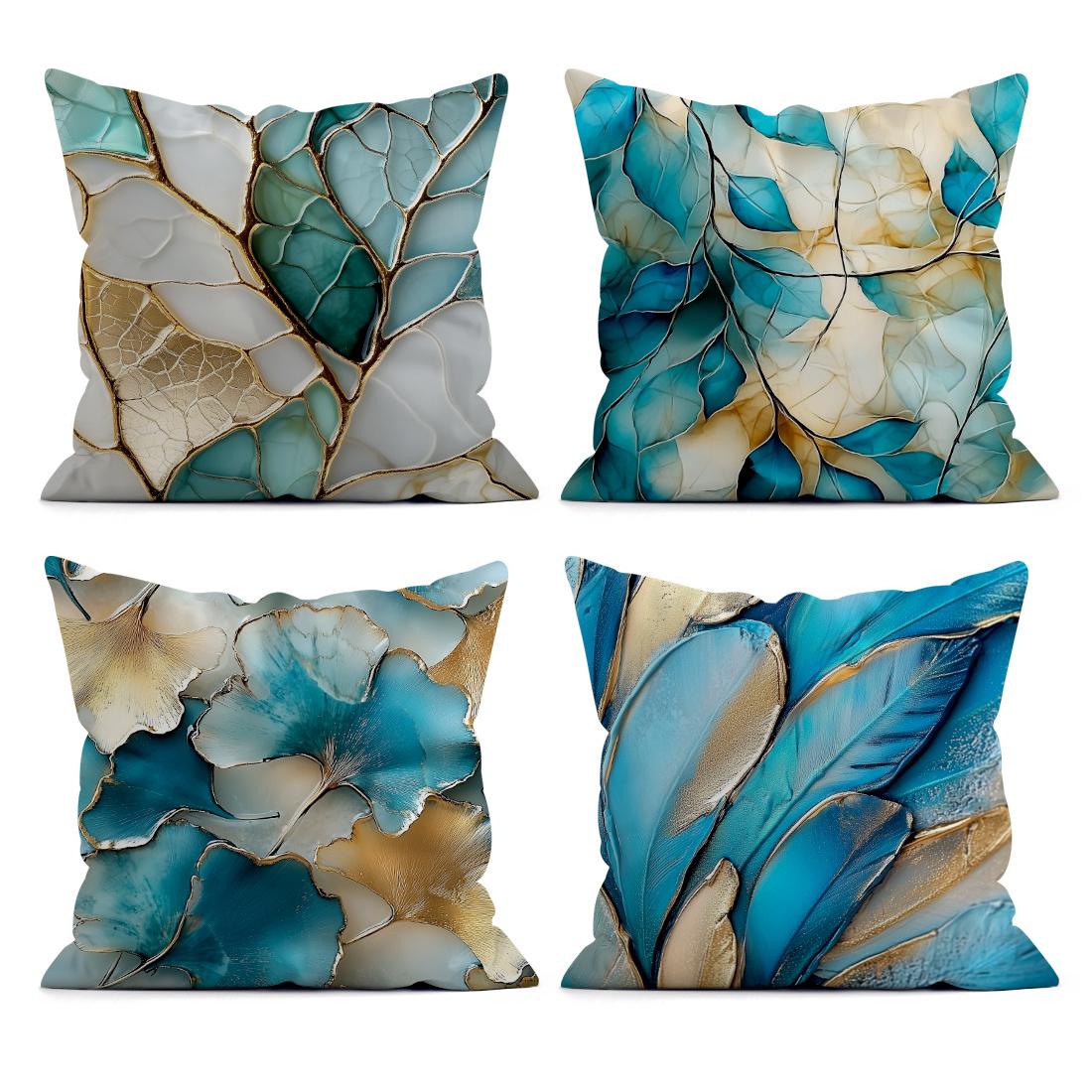 Creative Homewares Unisex Turquoise 1Pc Abstract Leaf Pattern Throw Pillow Covers 100% Polyester, Zipper Closure,Fabric 45X45cm Decorative Pillowcases