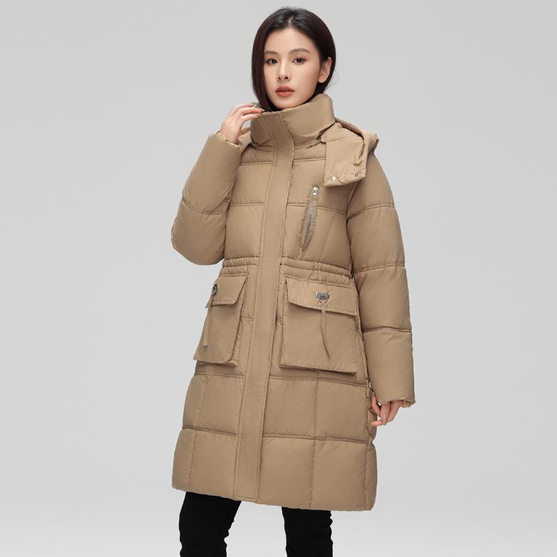 New Winter 2025 Thickened Down Padded Coat Women's Hooded Medium and Long Loose Padded