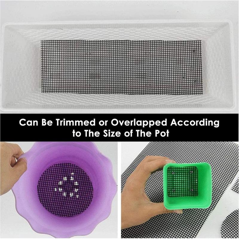 5 ks/sada Obdélníkový květináč Spodní otvor Síťová podložka, Nepropustná Půda Prodyšná Síťová podložka, Plastové síťové těsnění 5 kusů