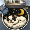 Sleeping French Bulldog Round Area Rug,Carpet Rug for Living Room Bedroom Sofa Playroom Decor,Non-slip Floor Mat