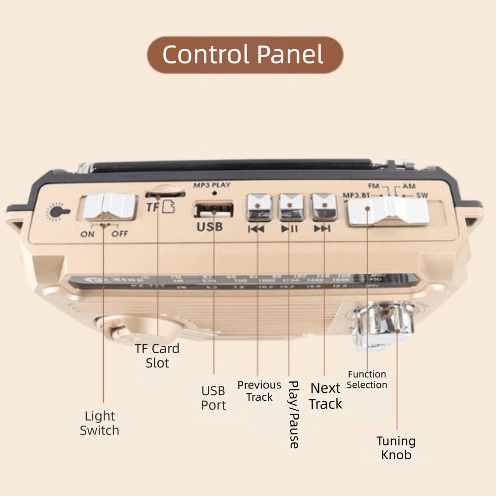 Hand Crank Charging Portable FM Radio High Sensitivity Bluetooth Speaker  Emergency Preparedness