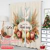 2pcs 2D flat printing Merry Christmas Window Drapes happy Thanksgiving flowers Versatile 100% Polyester Without Electricity