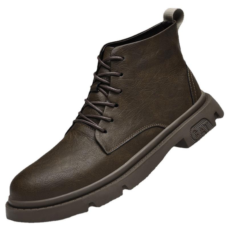 Hand-scratched Martin boots men's shoes spring and autumn boots medium-top men's boots British high-top short boots casual tooling shoes