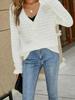 2026 Autumn Solid Color Knit Cardigan with V-Neck & Petal Sleeves