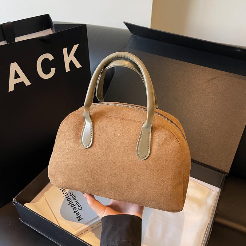 

Maillard Замшевая Сумка для Боулинга Винтажная Повседневная Сумка Корейский Нишевый Портативный Мешок-Подушка Бостон хаки