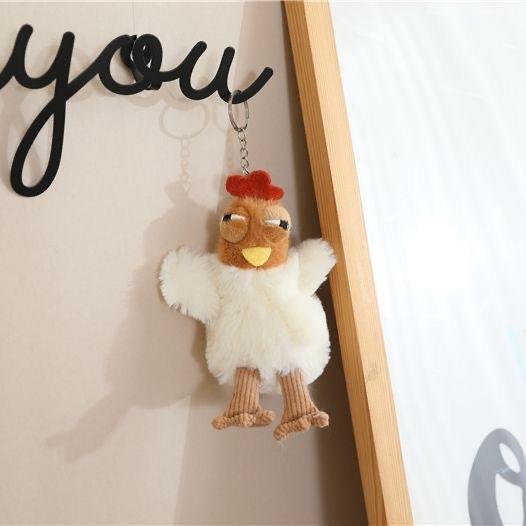 12cm Cute Chicken Doll Backpack Pendant Keychain Decompression Egg Laying Rooster Children's Backpack Decoration Birthday Gift