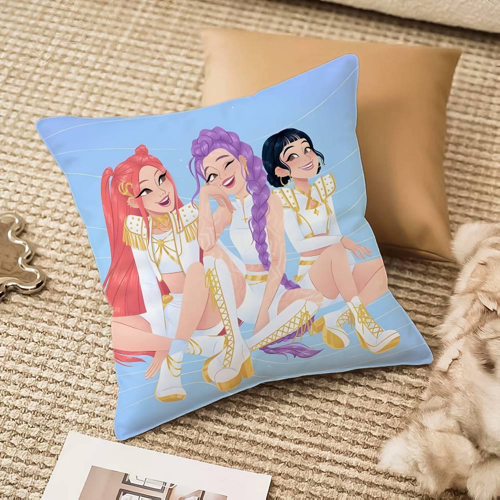 Cool K-Kpop D-Demon-hunterS Pillow Case Silky Short Plush With Invisible Zipper Dustproof Sofa Cushion Cover