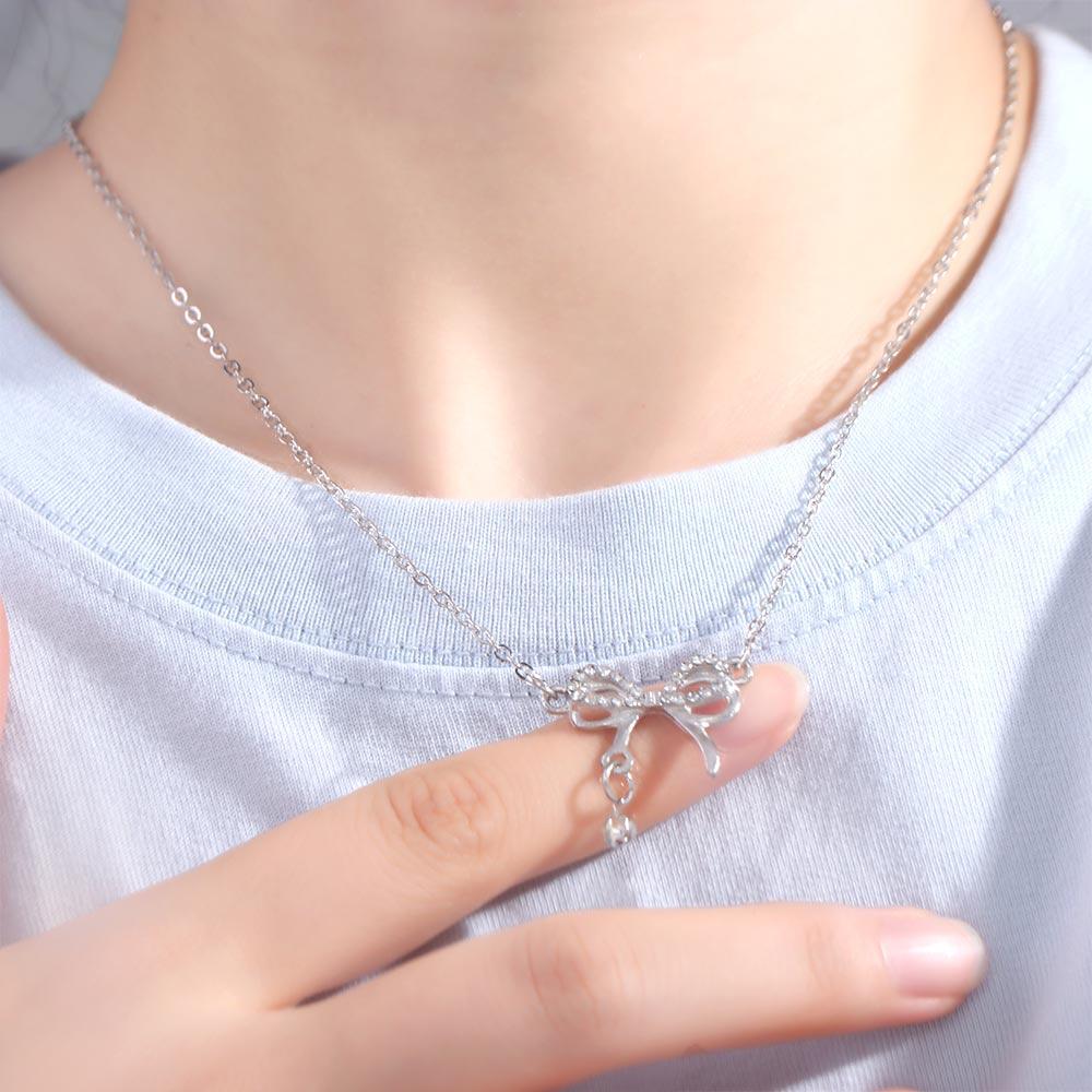 Clavicle Chain Bow Necklace Pendant Love Heart Pendant Simple Pendant Chain  Girls/Women