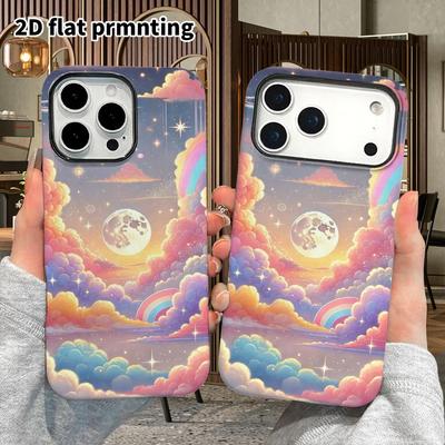 Phone Case: 2D Flat Design Suitable for iPhone 18 17 16 15 14 13 Pro Film Protective Case, Couple Style, Cloud Sea Universe, Christmas and Halloween G