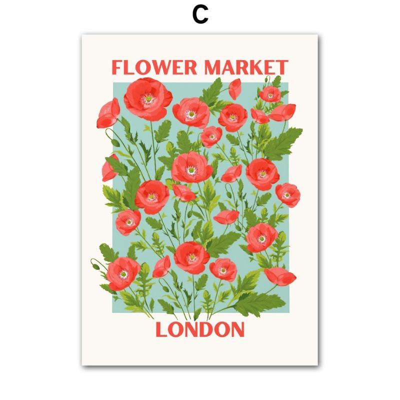 

Santorini Hawall Flower Market Abstract Vintage Posters And Prints Aesthetic Art Wall Canvas Painting Room Home Bar Cafe Decor 21cm×30cm NoFrame