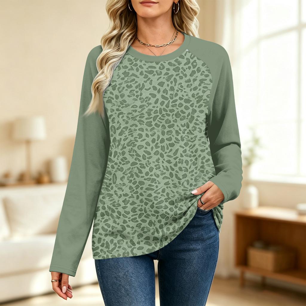 Women's Printed Colorblock Raglan Sleeve Neck Long Sleeve Sweatshirt