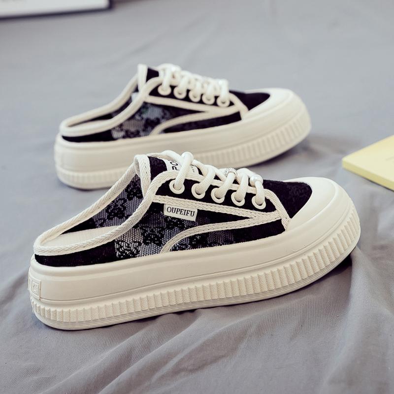 Fashion Shoes Women Female Slippers Loafers Luxury Slides Lace Soft 2025 Designer Summer Fashion Fabric Slippers Casual Loafers Shoes L