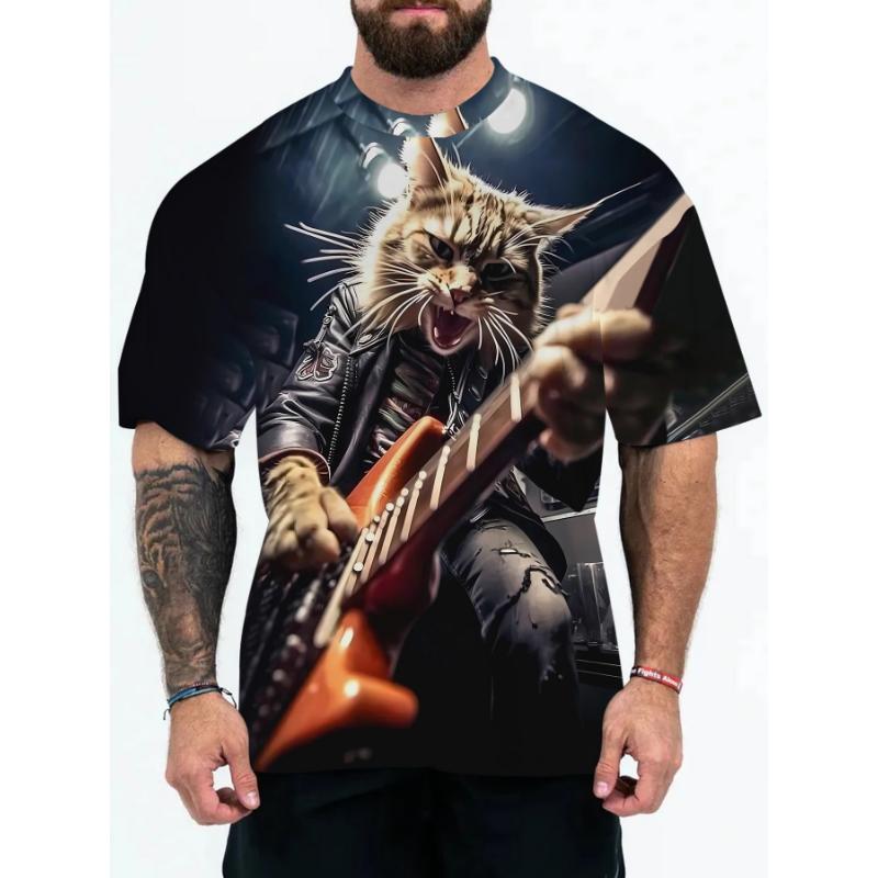 T-shirt Casual à Manches Courtes et Col Rond pour Homme - Impression Couleur 3D - Mode Casual